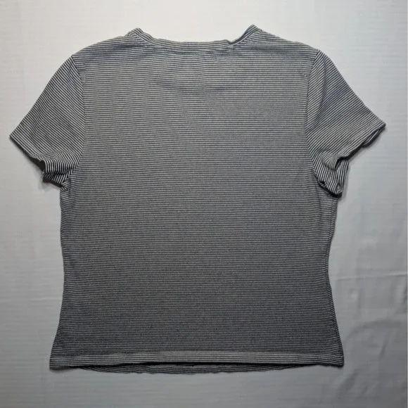 Theory Tiny Tee 2 Striped Baby Tee Navy White Fitted Minimal Cotton USA - Picture 3 of 7